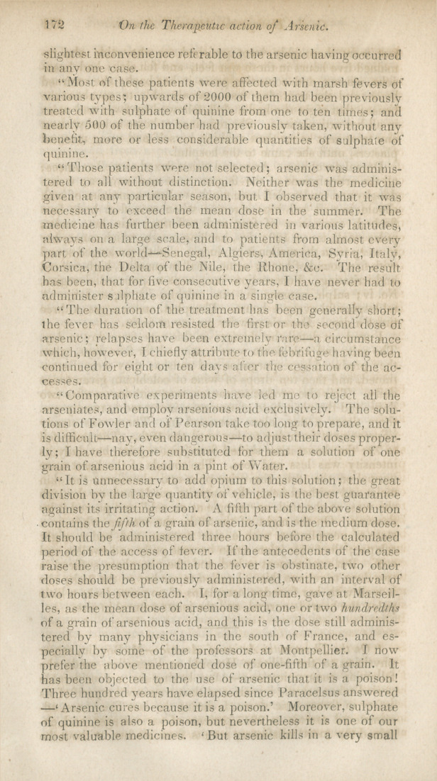 On the Therapeutic Action of Arsenic.