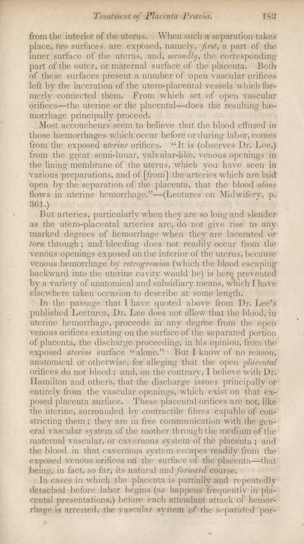 The Discussion on the Treatment of Placenta Prævia.