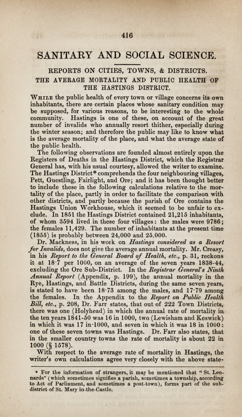 Reports on Cities, Towns, & Districts.