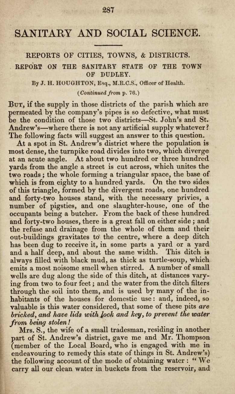 Reports on Cities, Towns, and Districts.