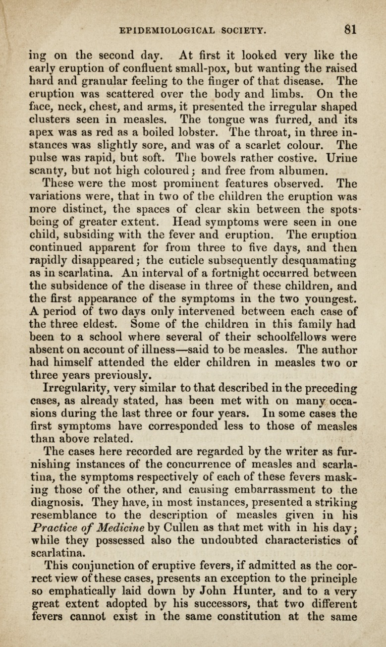 On Concurrent Scarlet Fever and Measles.