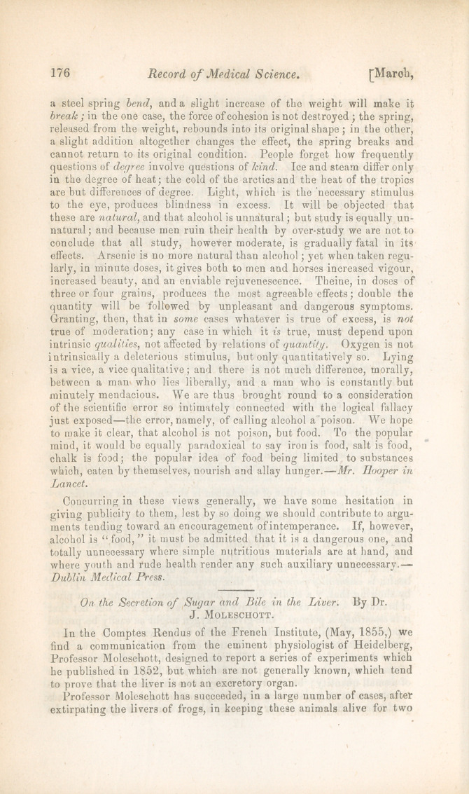 On the Secretion of Sugar and Bile in the Liver.