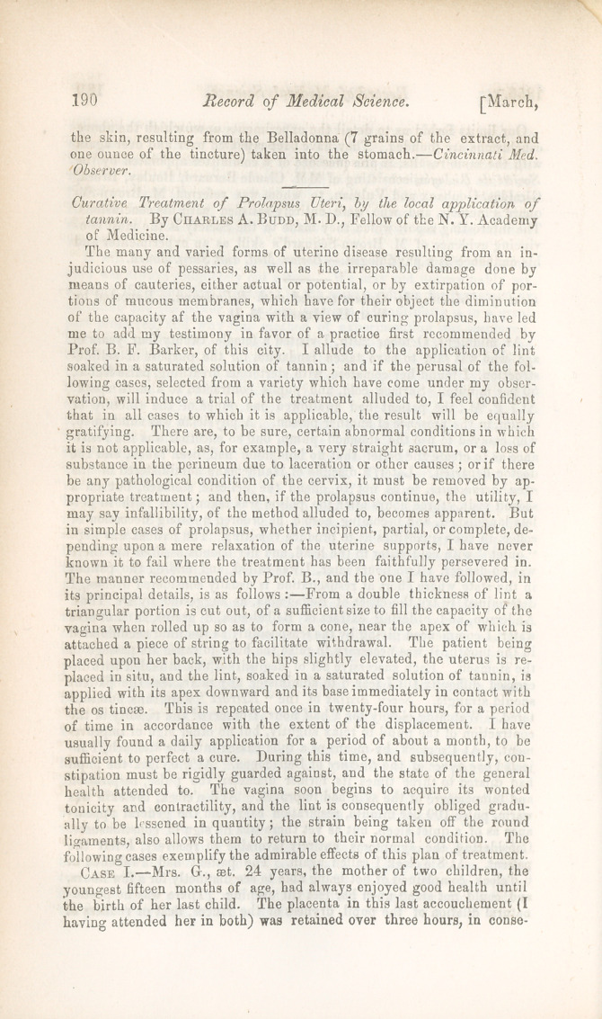 Case of Poisoning by Opium Treated, with Belladonna.