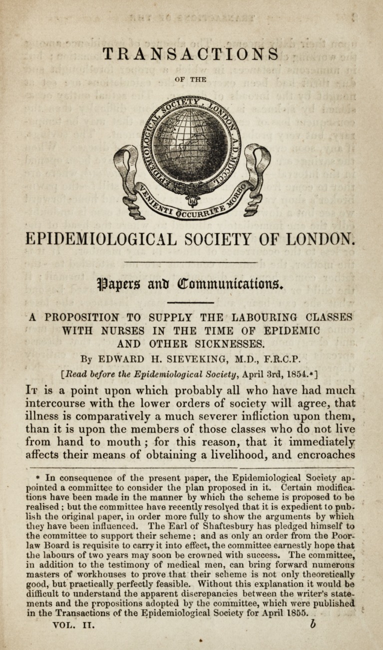 A Plan for Providing the Poor with Nurses in Times of Epidemic Sickness.