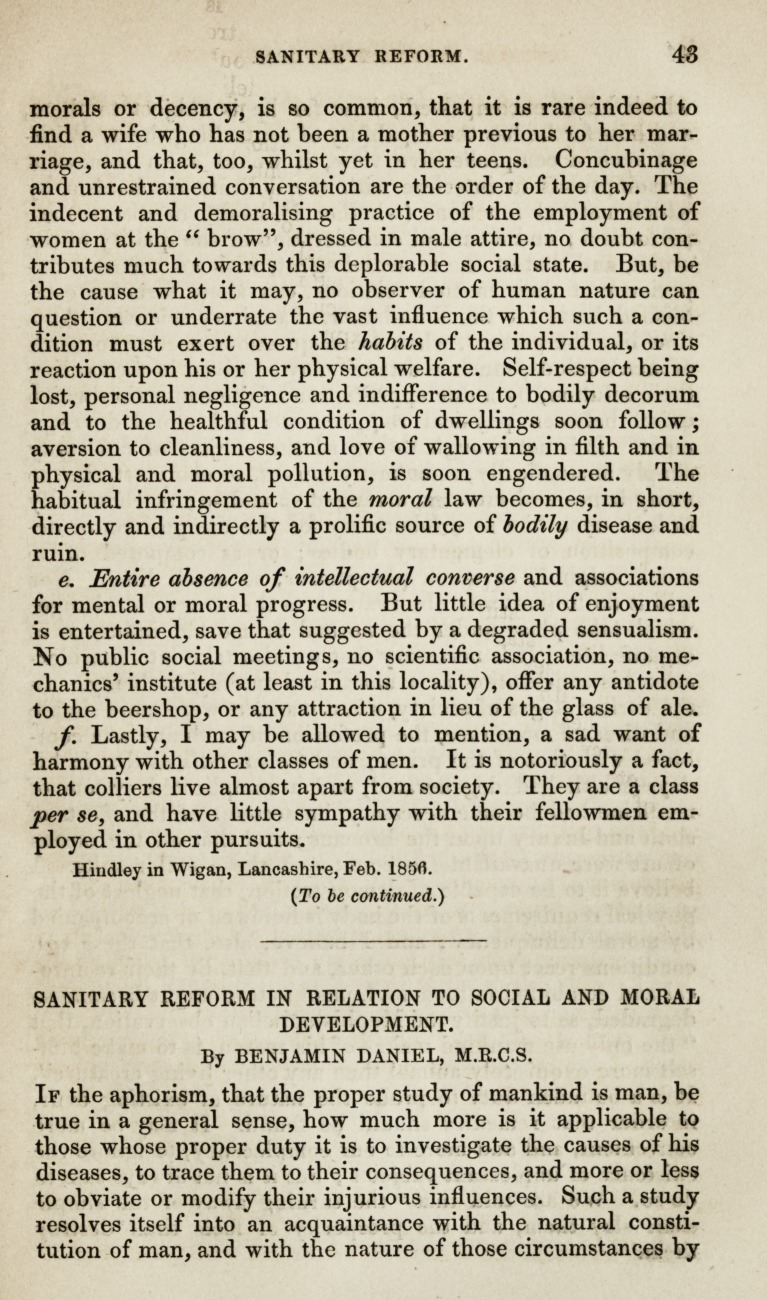 Sanitary Reform in Relation to Social and Moral Development.
