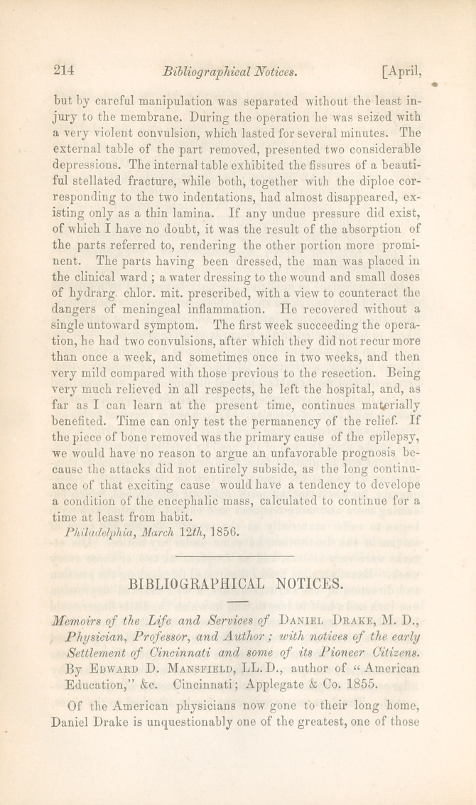 A Case of Epilepsy, for Which the Patient Was Trephined.