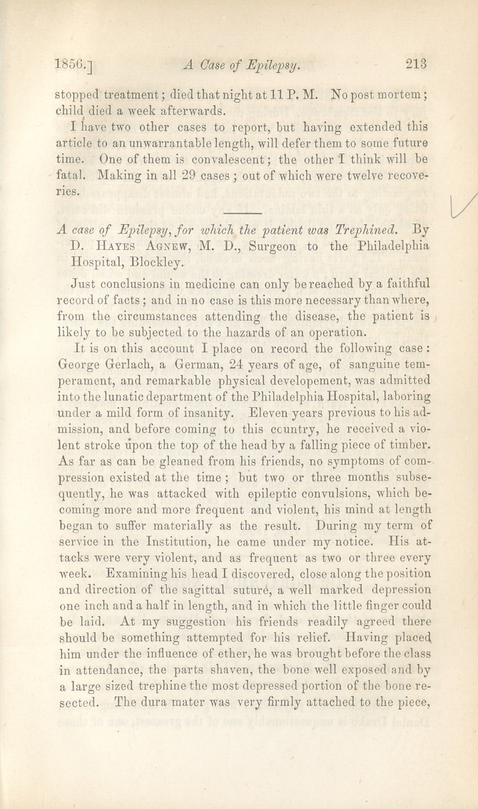 A Case of Epilepsy, for Which the Patient Was Trephined.