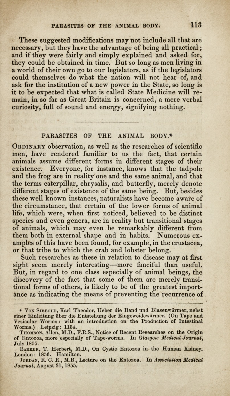 Parasites of the Human Body.