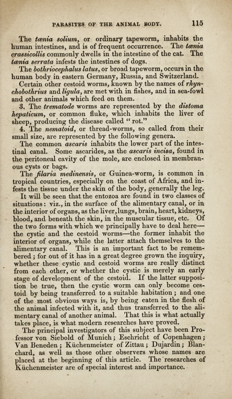 Parasites of the Human Body.