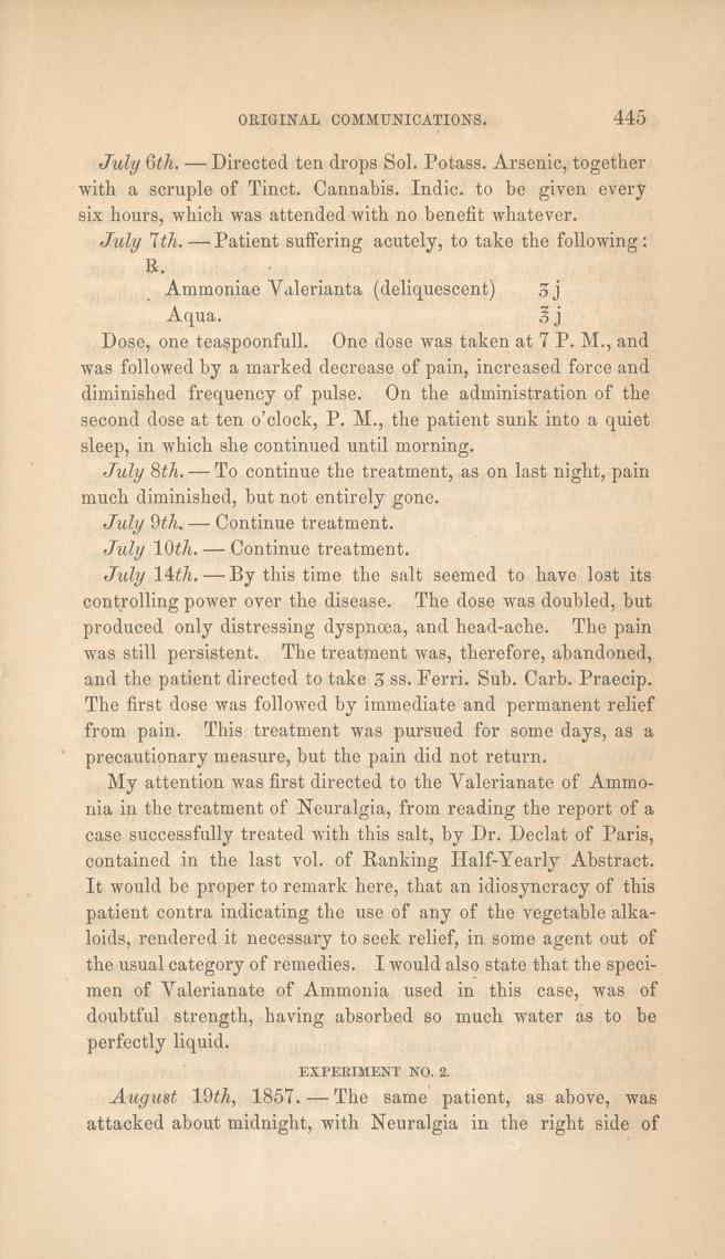 Valerianate of Ammonia in the Treatment of Neuralgia.