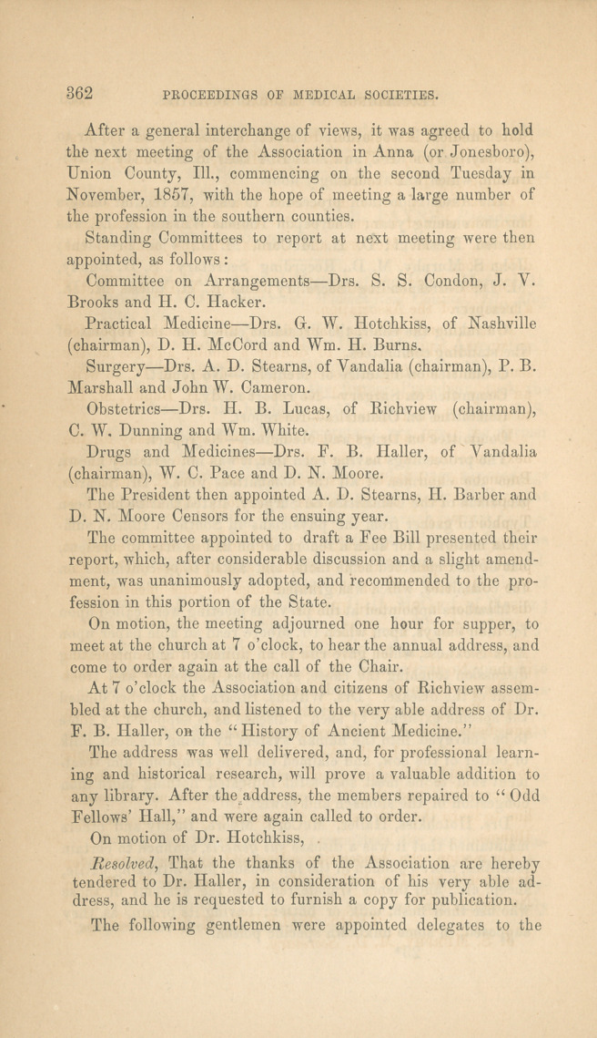 Annual Meeting of the Union Medical Association, at Richview, Washington Co., Ill.