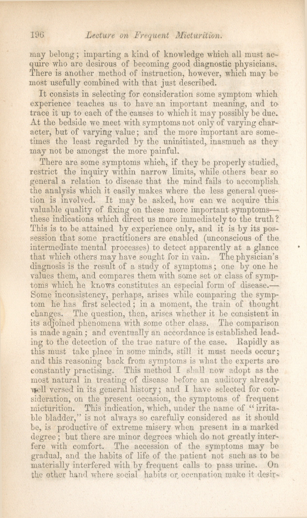 Lecture on Frequent Micturation: Croonian Lecture, Delivered before the Royal College of Physicians, 1827.