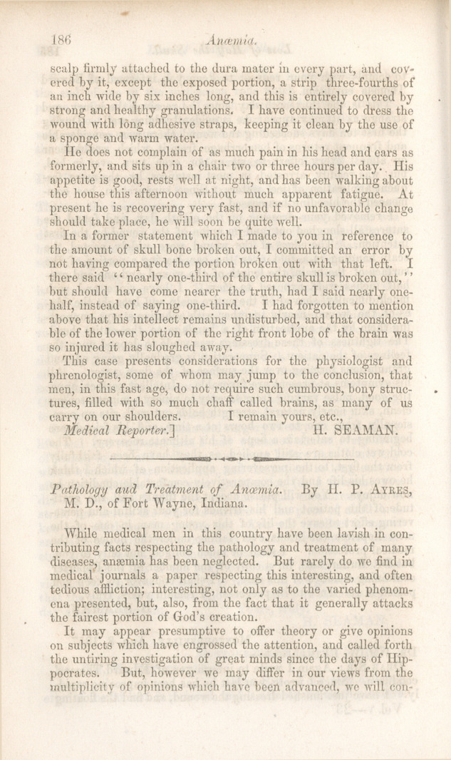 Pathology and Treatment of Anæmia.