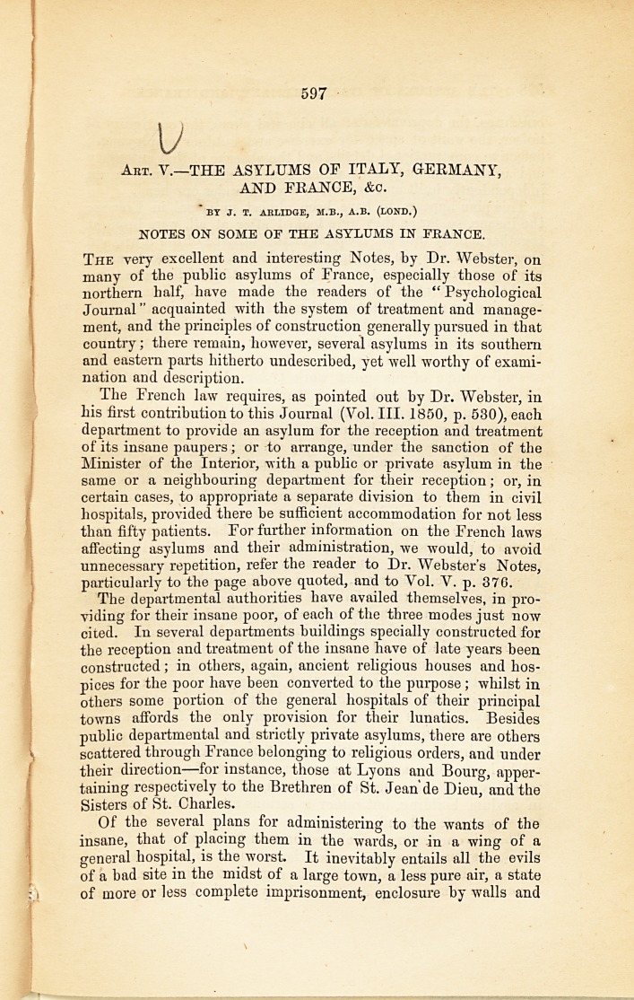 The Asylums of Italy, Germany, and France, &c.