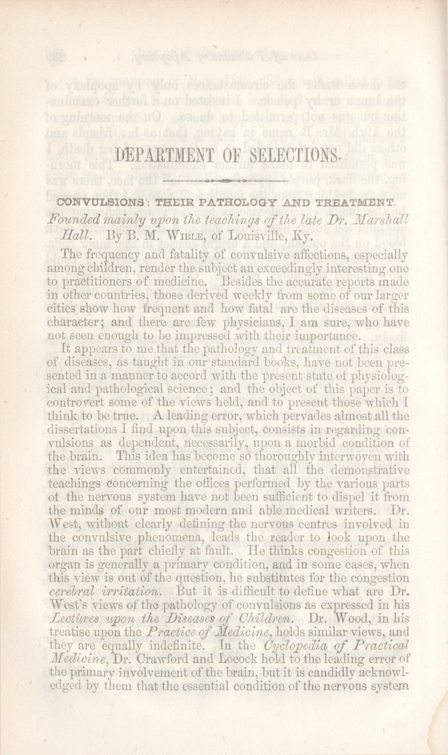 Convulsions, Their Pathology and Treatment: Founded Mainly upon the Teachings of the Late Dr. Marshall Hall.