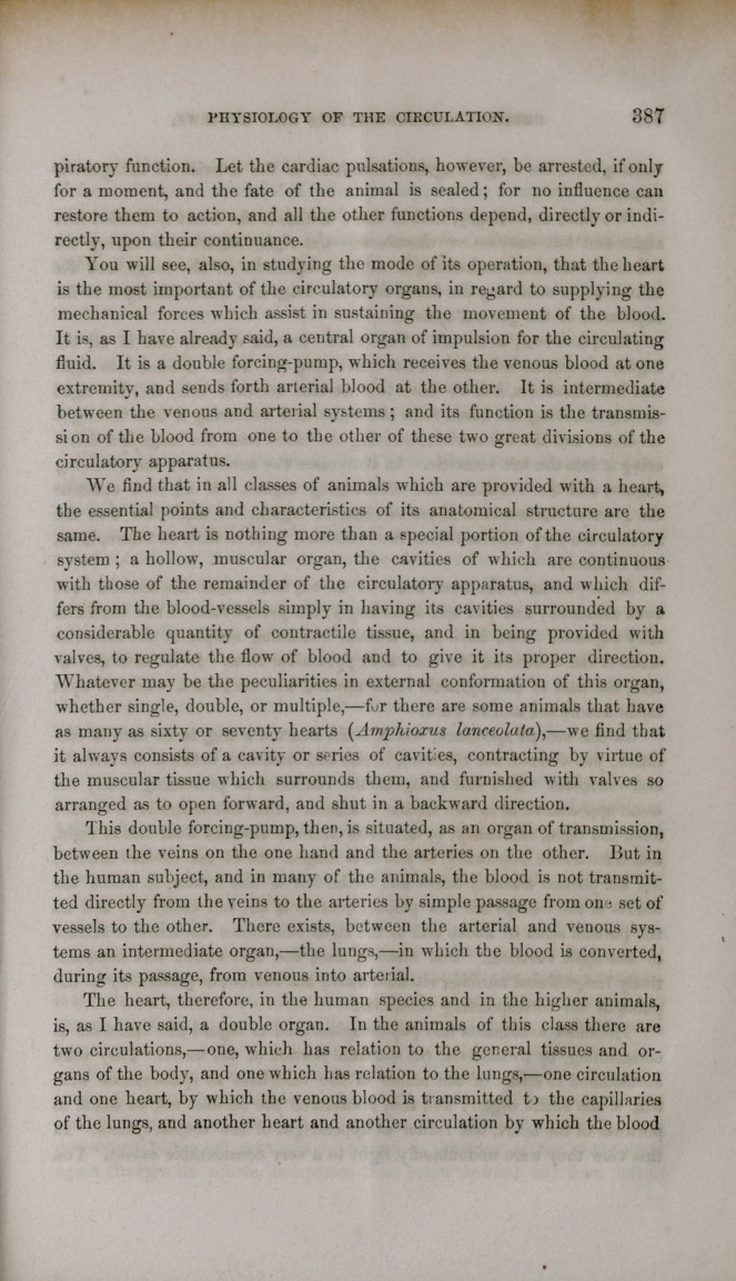 The Physiology of the Circulation: A Course of Lectures Delivered at the College of Physicians and Surgeons, New York, in the Fall Term of 1859.