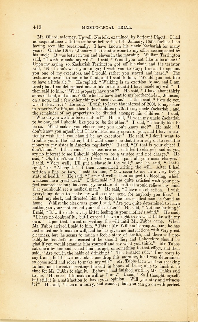 Medico-Legal Trial: Disputed Will.-Plea of Unsound Mind. Court of Probate, Westminster, May 5th. (Before Sir C. Cresswell, the Judge Ordinary, and a Special Jury.) Terrington <i>v.</i> Terrington and Johnson.