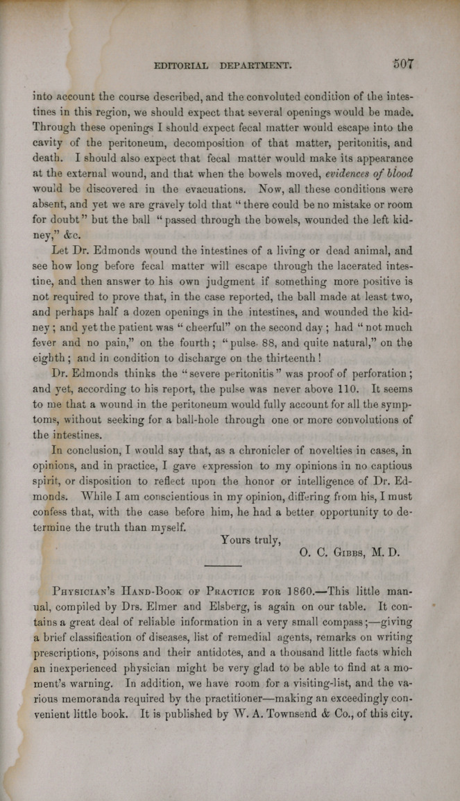 Physician's Hand-Book of Practice for 1860.