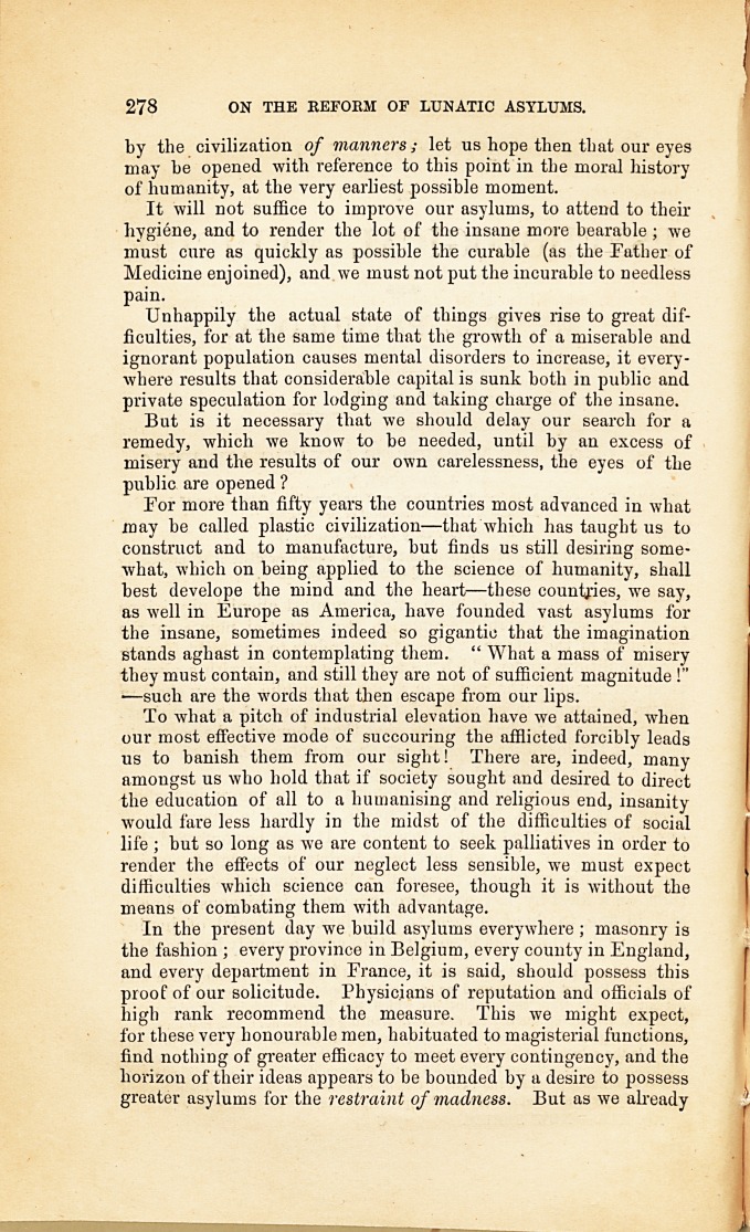 On the Reform of Lunatic Asylums.