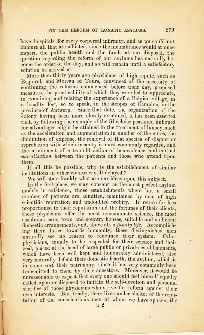 On the Reform of Lunatic Asylums.