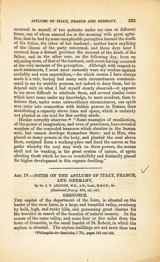 Notes on the Asylums of Italy, France, and Germany.