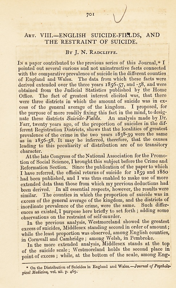 English Suicide-Fields, and the Restraint of Suicide.