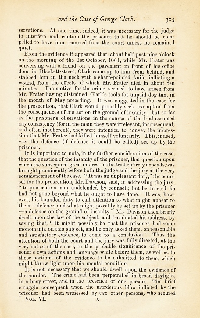 The Legal Doctrine of "Fact" in Lunacy, and the Case of George Clark.