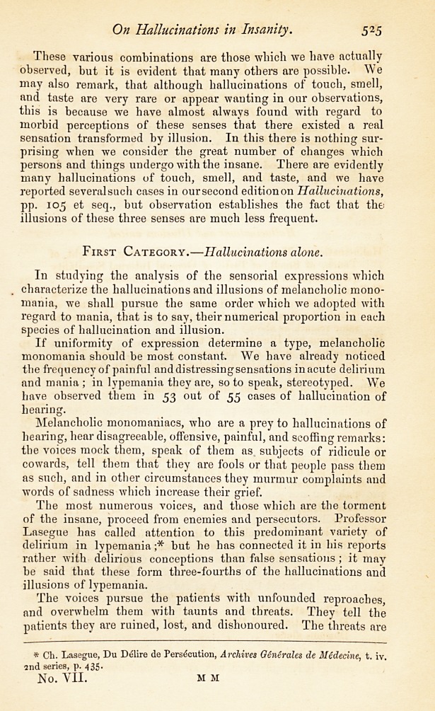 On Hallucinations in Insanity.