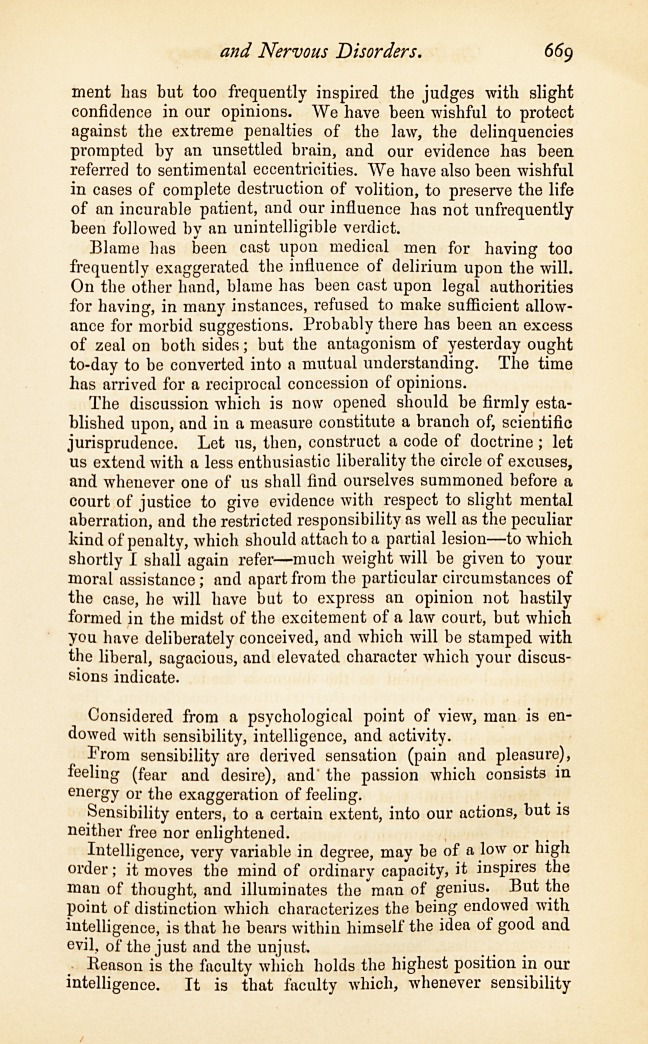 On Partial Responsibility in Lunacy and Nervous Disorders.