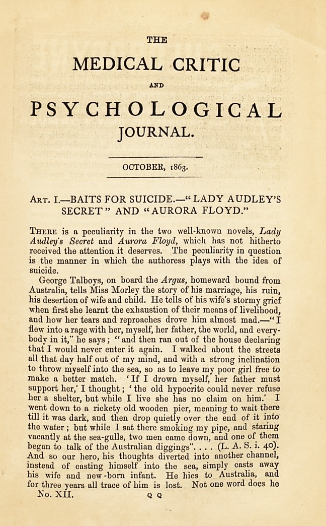 Baits for Suicide.-"Lady Audley's Secret" and "Aurora Floyd".