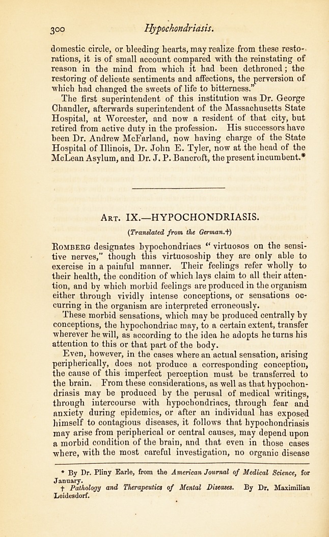 Hypochondriasis.