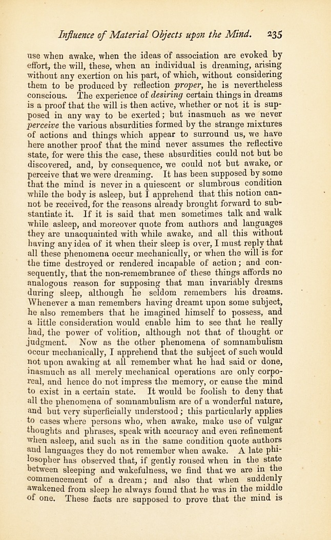 The Influence of Material Objects upon the Mind.