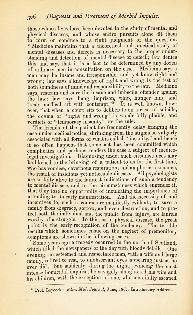 On the Diagnosis and Treatment of Morbid Impulse.