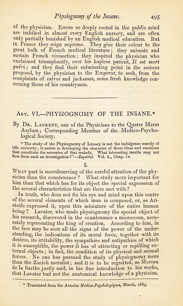 Physiognomy of the Insane.