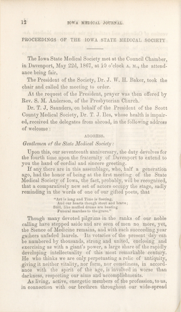 Proceedings of the Iowa State Medical Society.