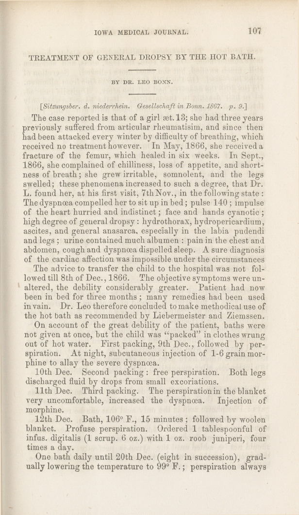 Treatment of General Dropsy by the Hot Bath.