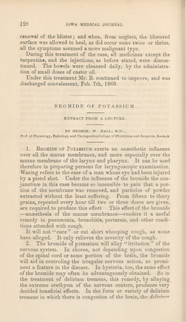 Bromide of Potassium: Extract from a Lecture.