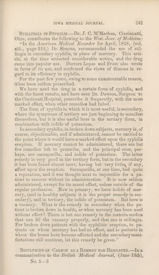 Stillingia in Syphilis.