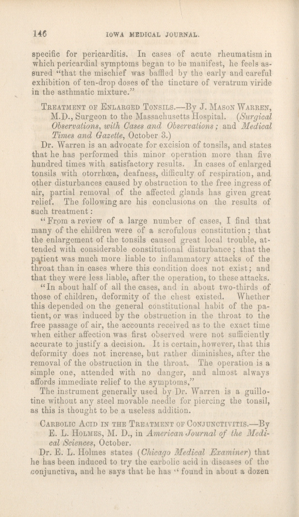 Treatment of Enlarged Tonsils.