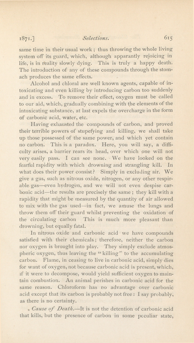 On the Element That Kills in Chloroform, and Other Allied Chemicals.