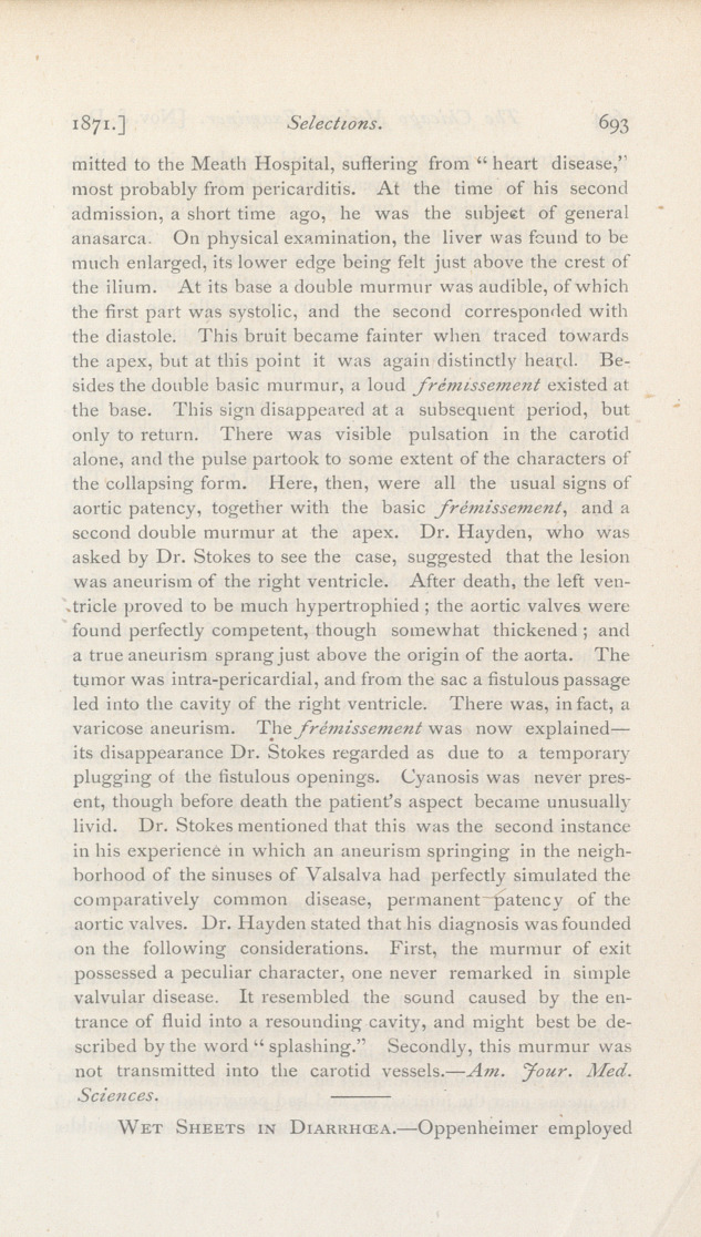 Intra-pericardial Aneurism of Aorta.