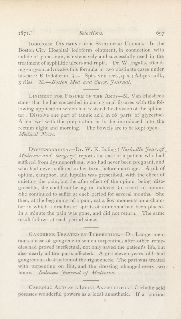 Carbolic Acid as a Local Anæthetic.