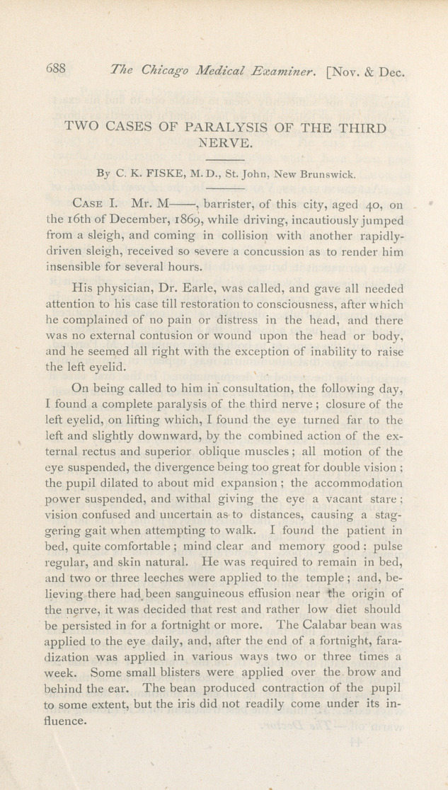 Two Cases of Paralysis of the Third Nerve.