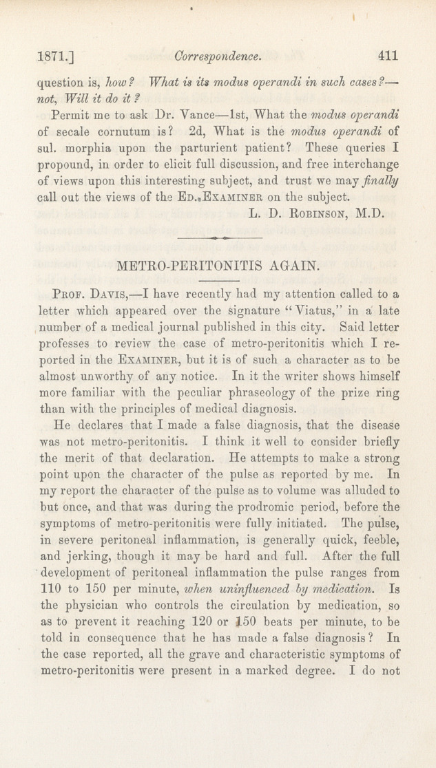 Metro-Peritonitis Again.