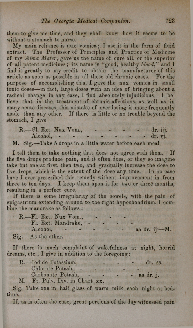 Selections-Nux Vomica in Dyspepsia: Small Doses of Medicine Generally.