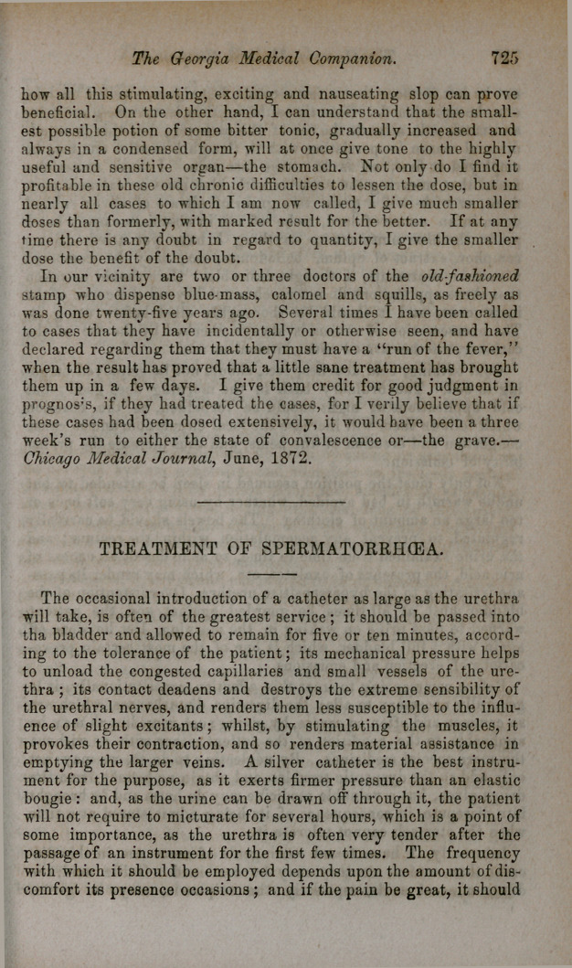 Treatment of Spermatorrhœa.