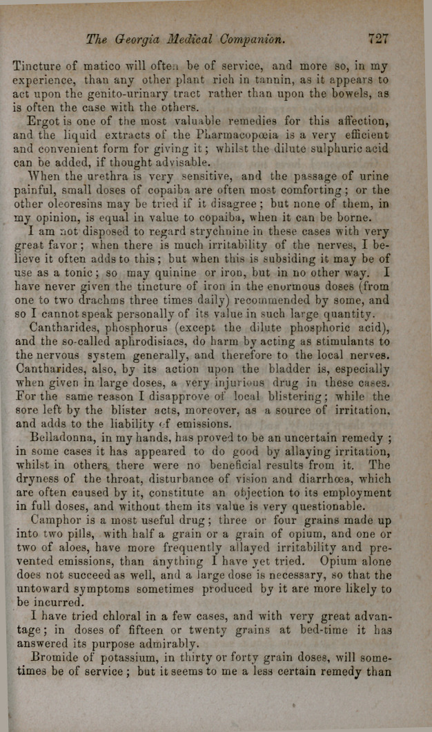 Treatment of Spermatorrhœa.