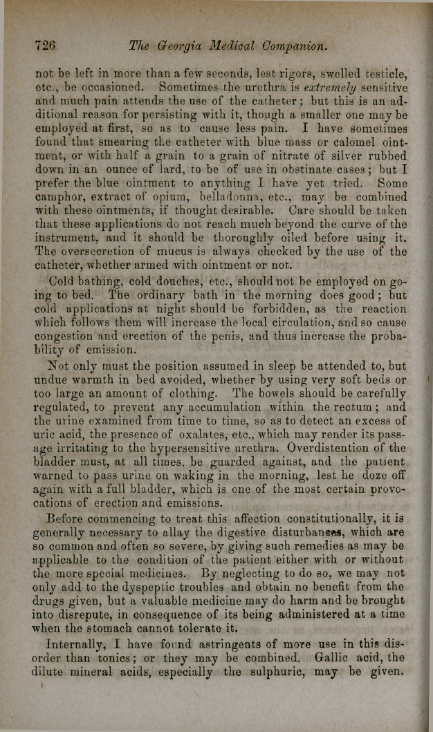 Treatment of Spermatorrhœa.