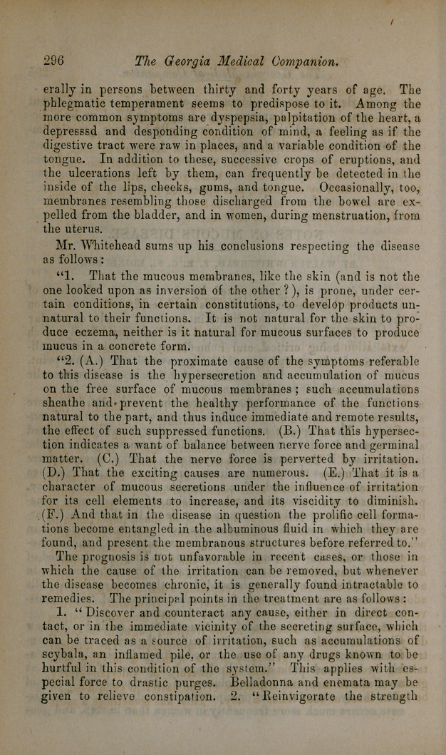 Notes on Mucous Disease.