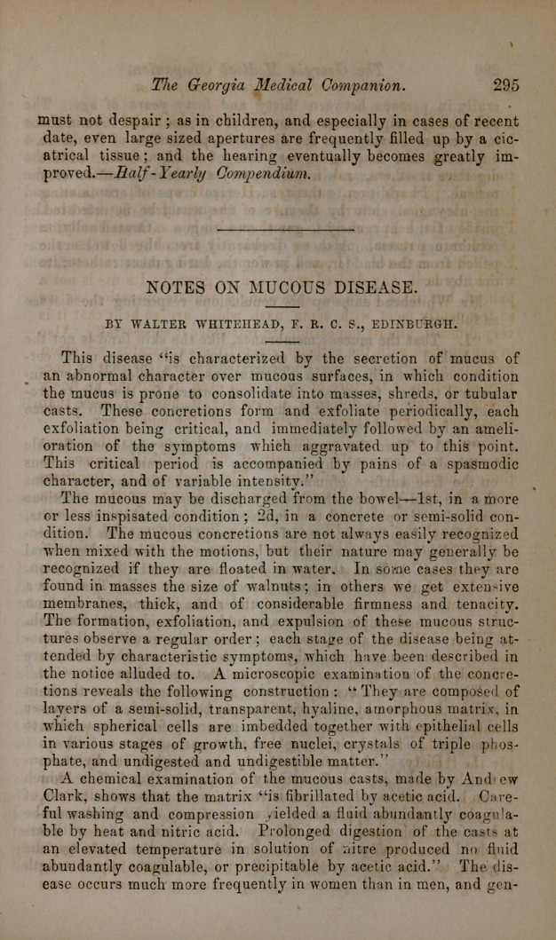 Notes on Mucous Disease.